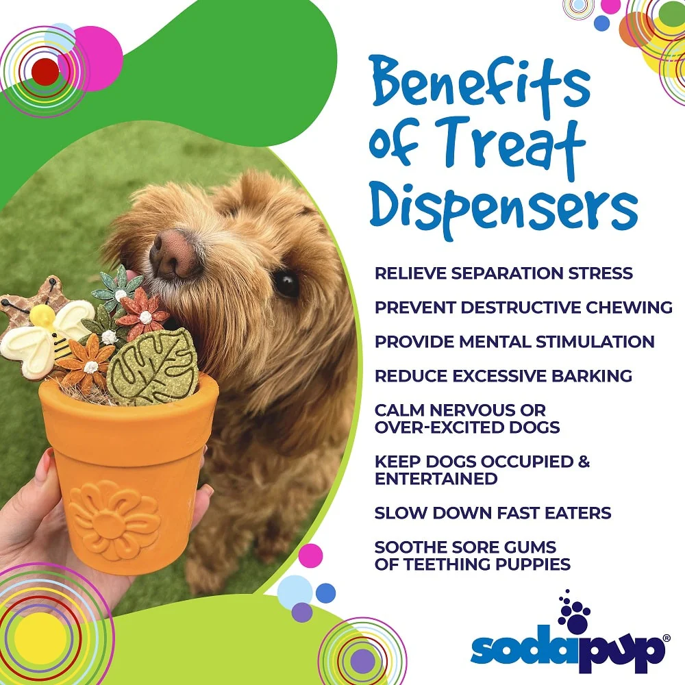 SodaPup Rubber Flower Pot – Slow Feeder & Enrichment Toy - Blue - Image 2