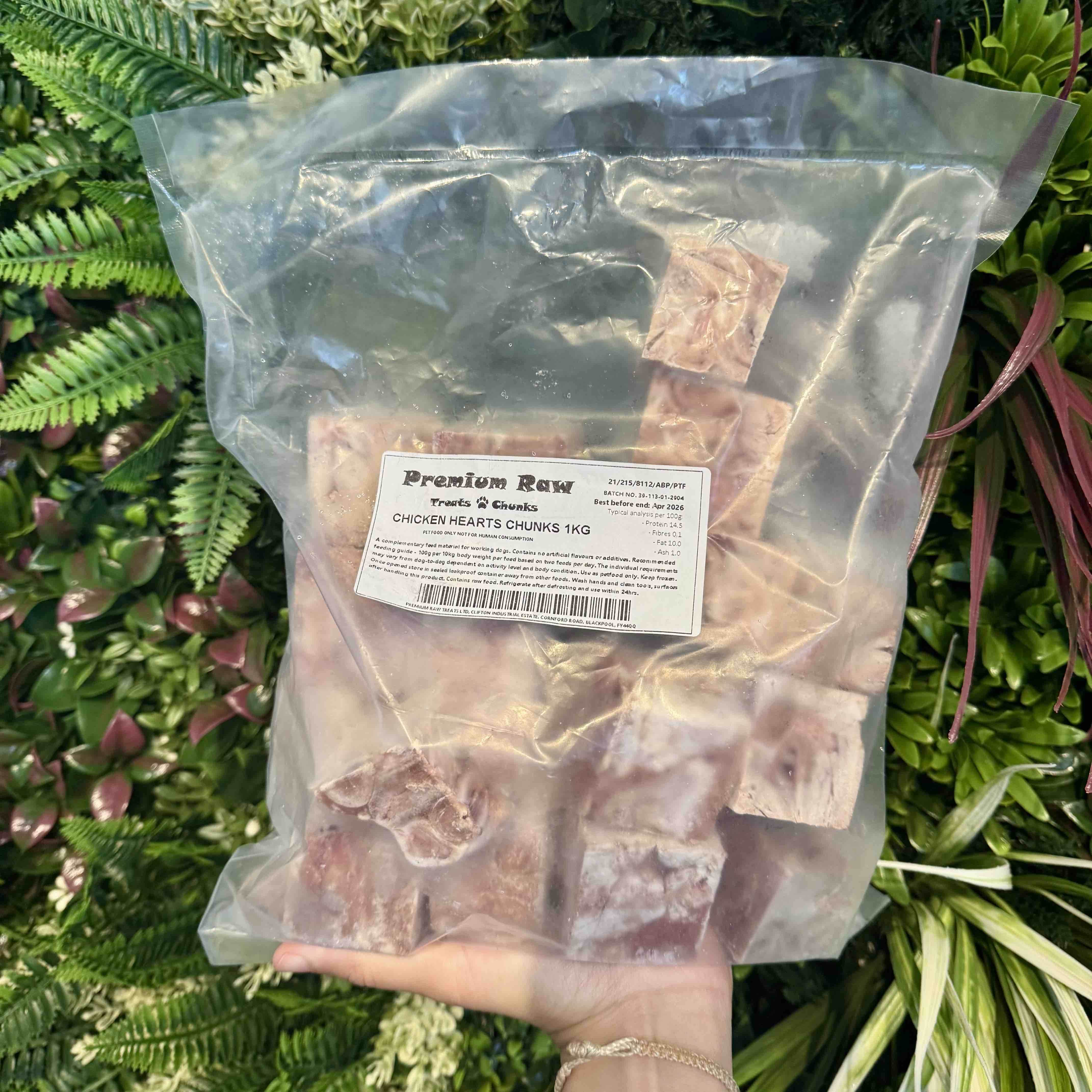 Premium Raw Chicken Hearts Chunks - 1kg