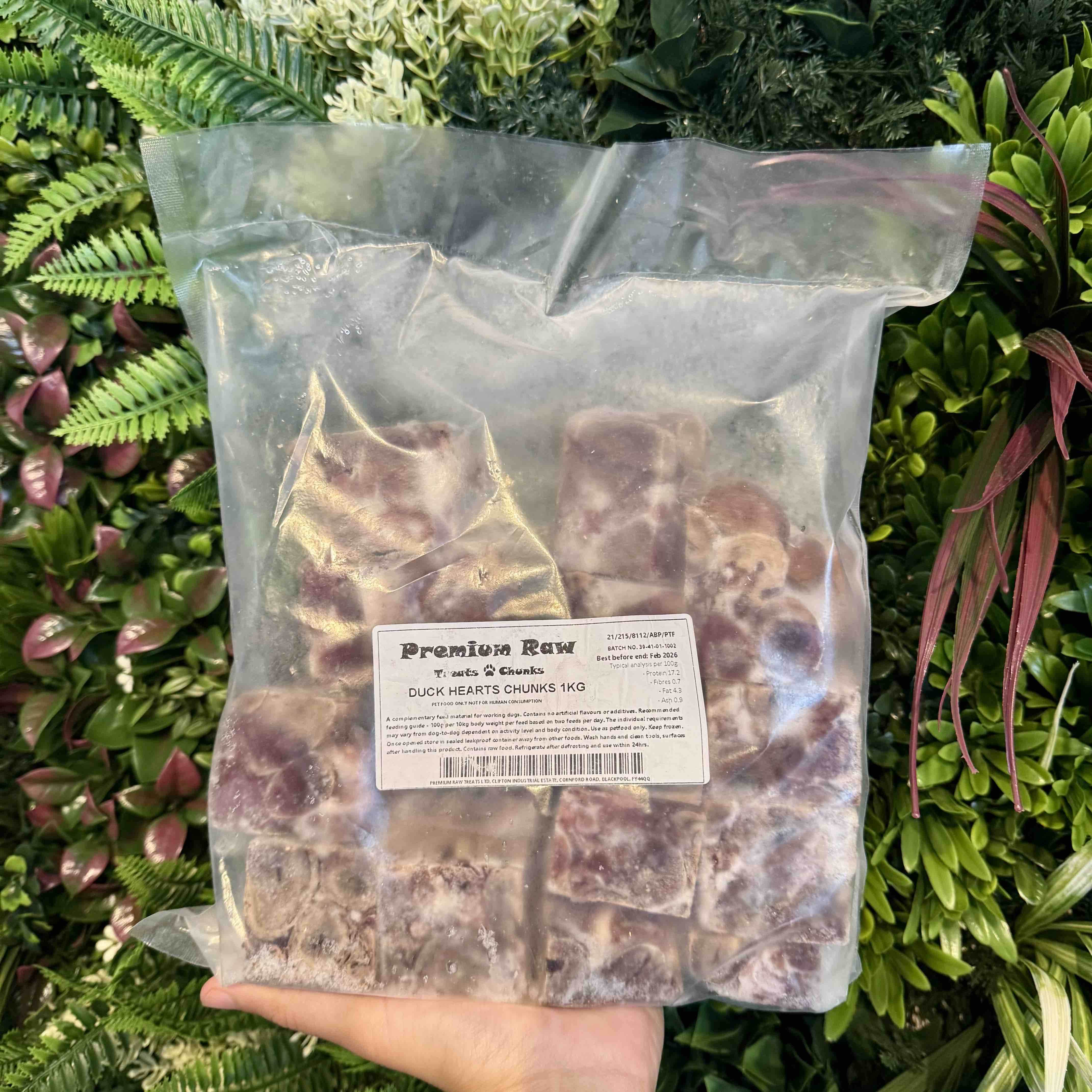 Premium Raw Duck Heart Chunks - 1kg
